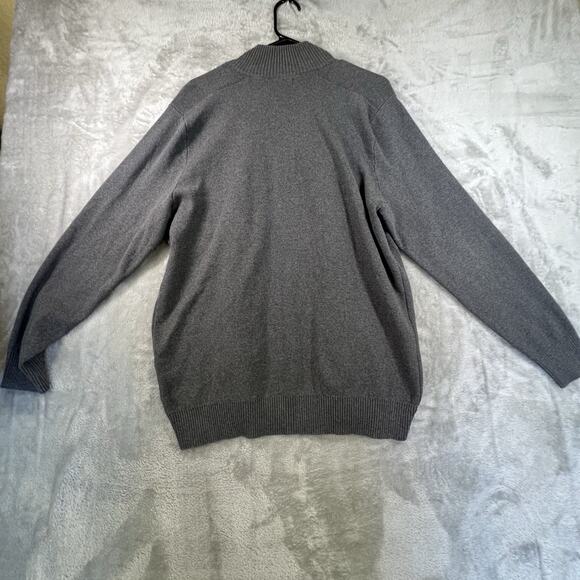 Nautica Mens L Full Zip Mock Neck Cardigan Sweater Gray Horizontal Rib Pockets - Picture 9 of 12